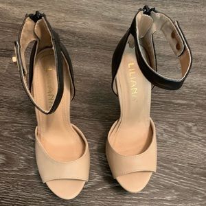 Liliana black and tan heels
